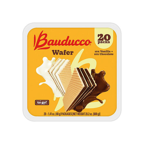 Bauducco Wafer Tub, 20 Pack - Crispy, Creamy Wafers in Assorted Flavors, Perfect for Snacking, Desserts, or Sharing, Light and Delicious Treat